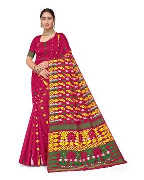 floral print saree with tapering border
