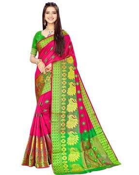 floral print saree with thick border