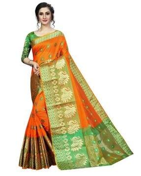 floral print saree with thick border