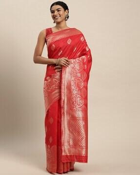 floral print saree with zari border