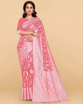 floral print saree with zari border