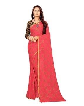 floral print saree with zari border