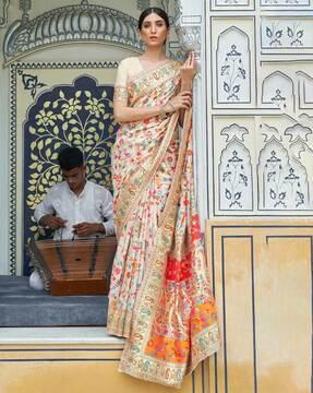 floral print saree with zari border