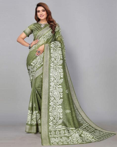 floral print saree with zari border