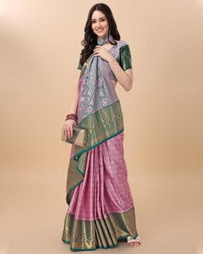 floral print saree with zari border