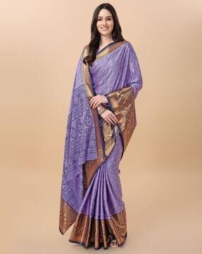 floral print saree with zari border