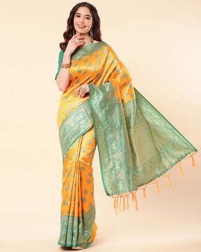 floral print saree with zari border