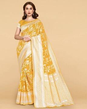 floral print saree with zari border