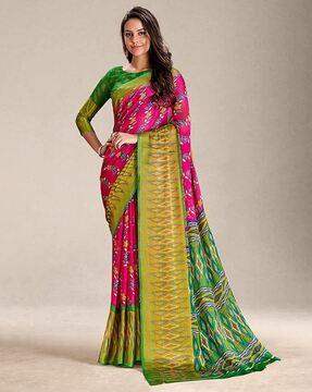 floral print saree with zari border