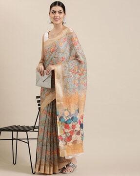 floral print saree