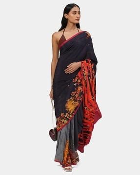 floral print saree