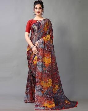 floral print saree