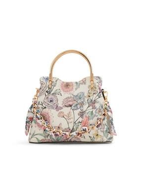 floral print satchel bag with detachable strap
