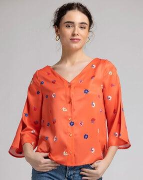 floral print satin shirt