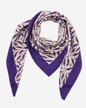 floral print scarf with contrast border