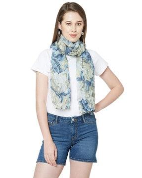 floral print scarf with diamond pleated