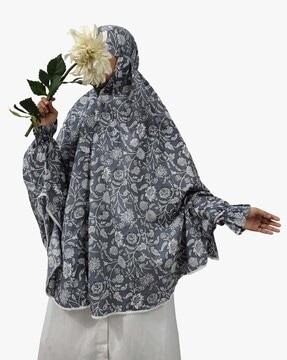 floral print scarf with interlocked hem