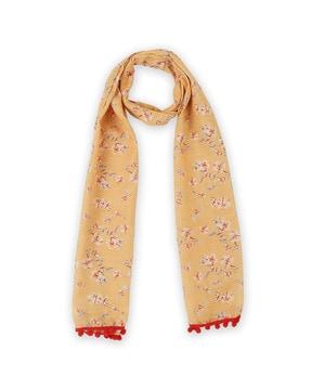 floral print scarf with tassels