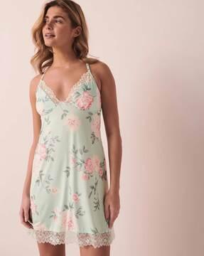 floral print scoop-neck chemise