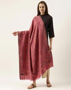 floral print shawl with frayed hem