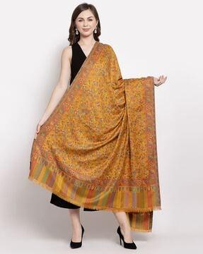 floral print shawl with frayed hem