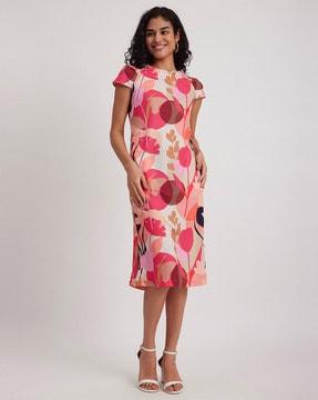 floral print sheath dress with short sleeves