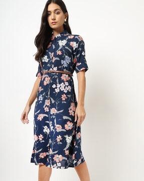 floral print shirt dress with belt