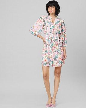 floral print shirt dress with belt