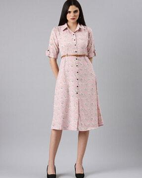 floral print shirt dress with belt