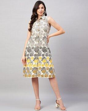 floral print shirt dress with insert pockets