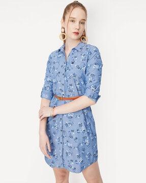 floral print shirt dress with insert pockets