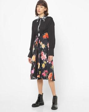 floral print shirt dress with tie-up