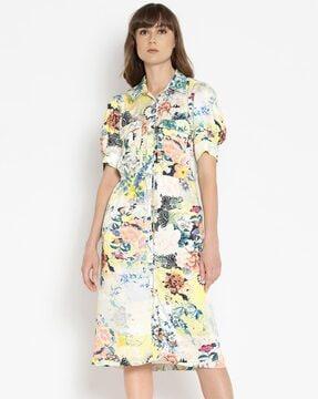 floral print shirt dress with tie-up