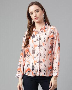 floral print shirt with cuffed  sleeves
