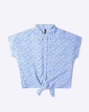 floral print shirt with front knot