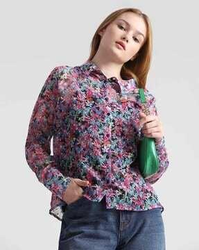 floral print shirt with full sleeves