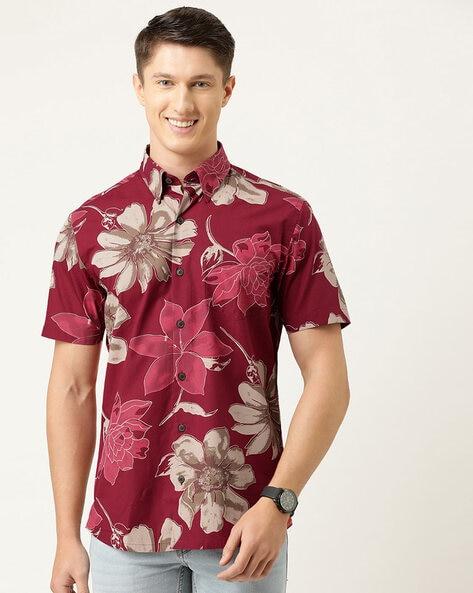 floral print shirt with patch pocket