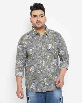 floral print shirt with patch pocket