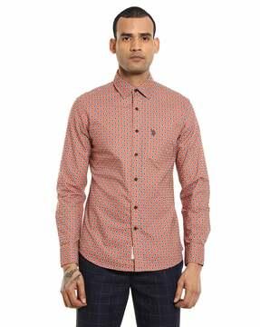 floral print shirt with patch pocket