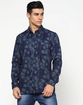 floral print shirt with patch pocket