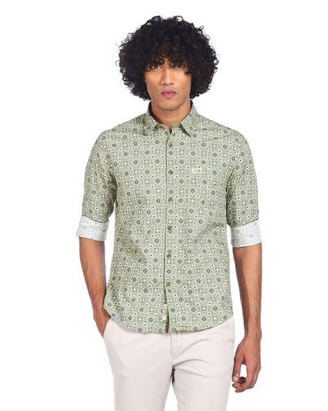 floral print shirt with patch pocket