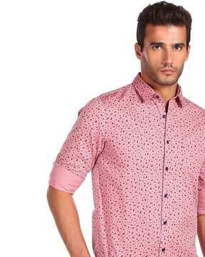 floral print shirt with patch pocket