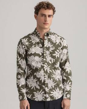 floral print shirt with patch pocket