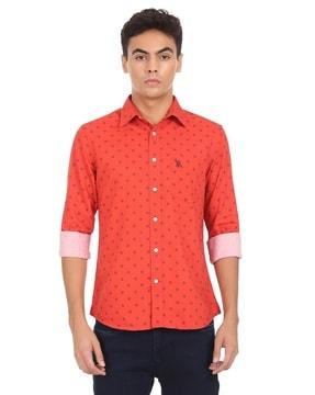 floral print shirt with patch pocket