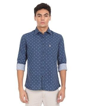 floral print shirt with patch pocket