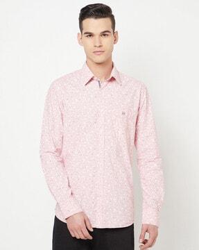 floral print shirt with patch pocket