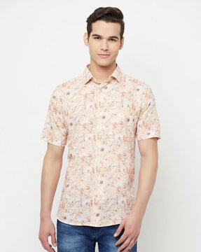 floral print shirt with patch pocket