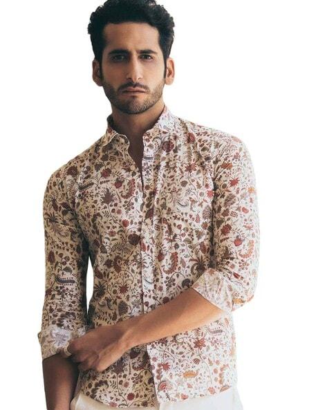 floral print shirt with patch pocket