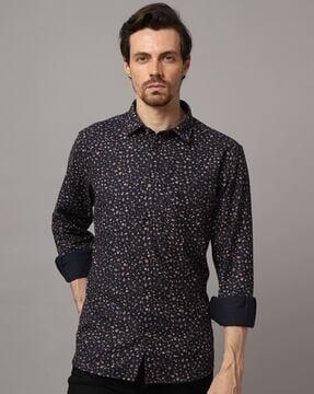 floral print shirt with patch pocket