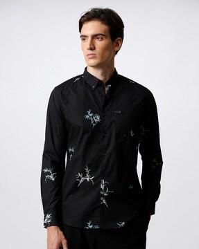 floral print shirt with patch pocket